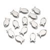 100pcs Tarnish Resistant 304 Stainless Steel Fish Charms Stainless Steel Color 13x7x1mm Hole: 1mm