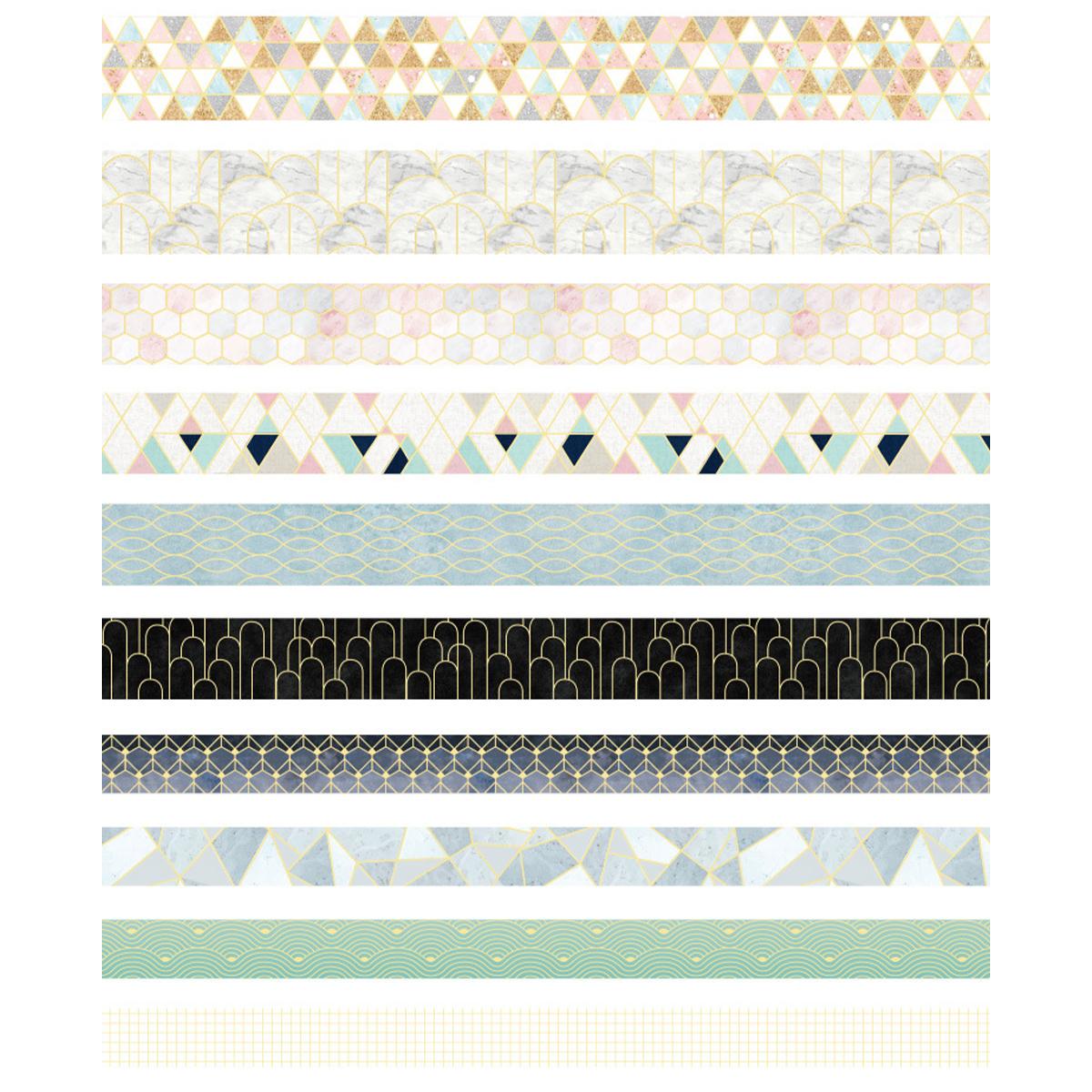 

10 Rolls Decorative Tapes Set 2/1.5/1 cm Multi-Pattern Decorative Masking Tapes Aesthetic Gold Foil Tape Stickers for Scrapbooks