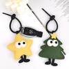 Christmas tree apple keychain creative Christmas New Year cute cartoon PU leather pendant trinkets