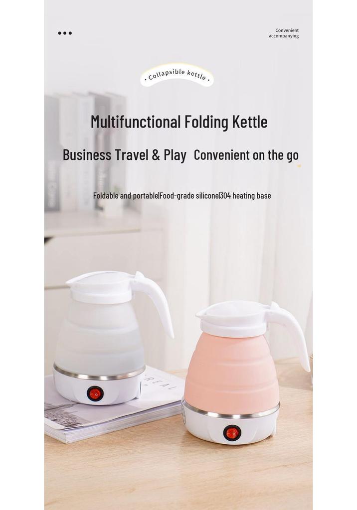 Compact Silicone Electric Travel Kettle - Collapsible and Portable Design