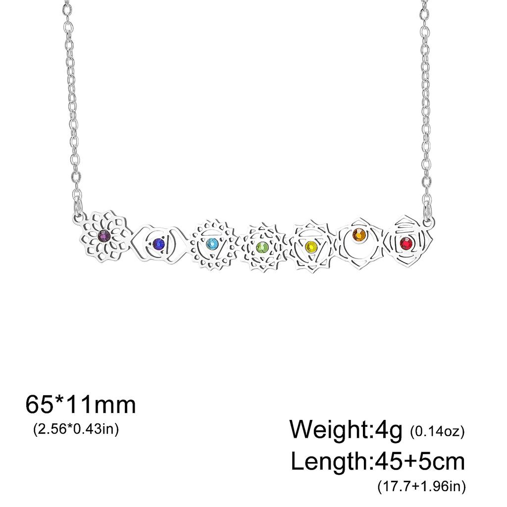 7 Chakra Drop Earrings Stainless Steel Chakras Earrings with Zircon Hindu Buddhism Yoga Meditation Jewelry Amulet Earrings