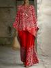 European and American retro bohemian suit exotic print loose top wide-leg pants temperament casual two-piece set