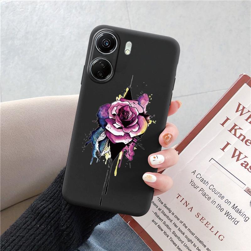 Phone Case For Redmi 13C 4G 12C A3 A2 A1 Plus Note 13 Pro For Xiaomi 14 13 Poco C65 X6 X3 Pro Love Heart Flowers Patterned Shockproof Bumper Cover