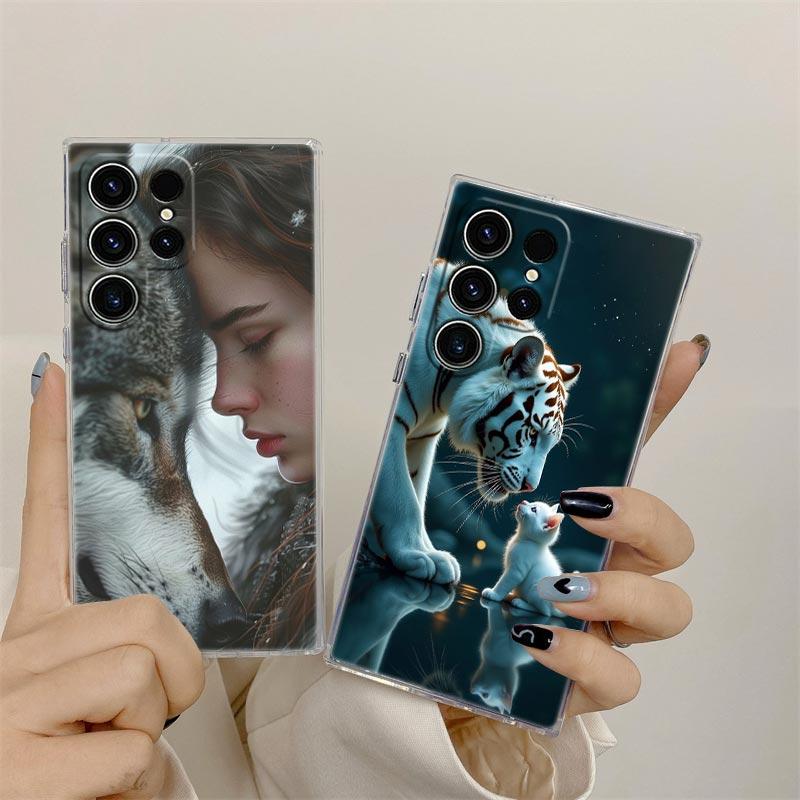 The Wolf Lion Cat Clear Case For Samsung Galaxy S26 S25 S24 S23 Ultra S20 S21 FE S22 Plus S26 Ultra S25FE 5G Soft Phone Cover
