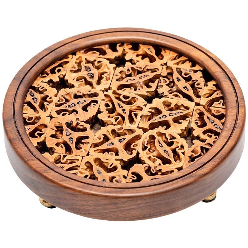 Gaiwan Tea Stand Solid Wood Pot Holder Tray for Dry Brewing Black Walnut Zen Tea Ceremony Board Rustic Heat Insulation Teaware