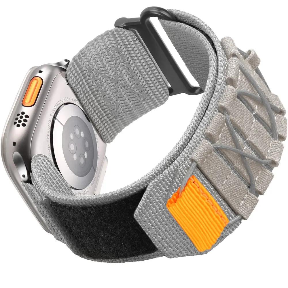 Naylon Halka spor saat Bandı Apple Watch Ultra 2 49mm 9 8 7 6 5 4 3 SE 38 40 41 42 44 45mm Velcro Kanvas Bilezik
