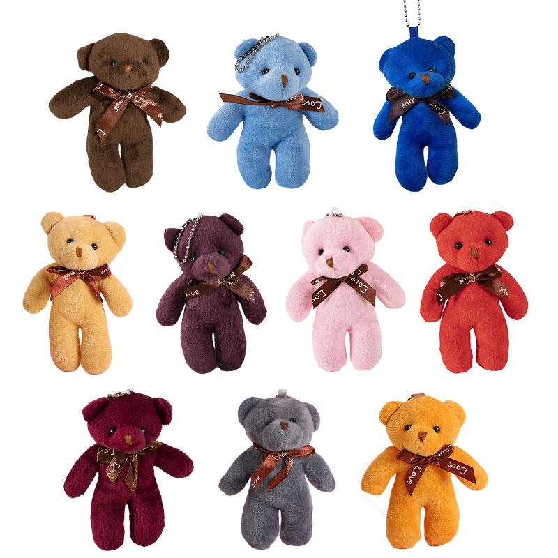 6/1s Mini Bear Plush Keychain Colorful Bear Stuffed Toy School Bag Pendant Teddy Doll Graduation Party Supplies Wedding Gift