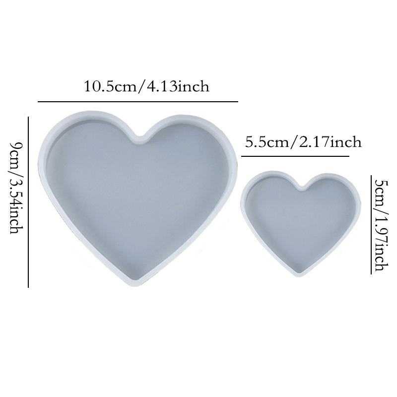 2pcs/set Heart Coaster Tray Silicone Mold Love Shape Dish Resin Plate Craft DIY