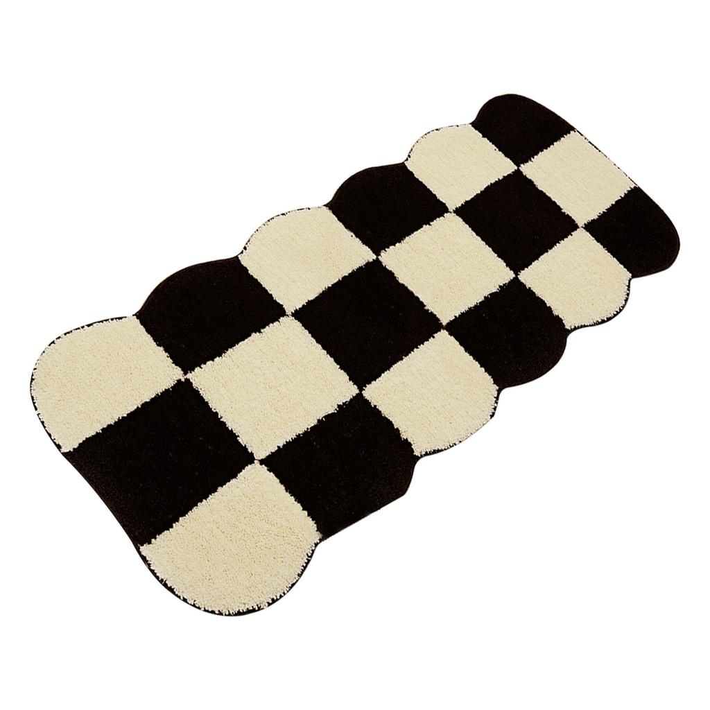 Runner Rug Black White Plaid Pattern Vintage Style Water Absorbent Stain Resistant Runner Carpet for Home Room Type1