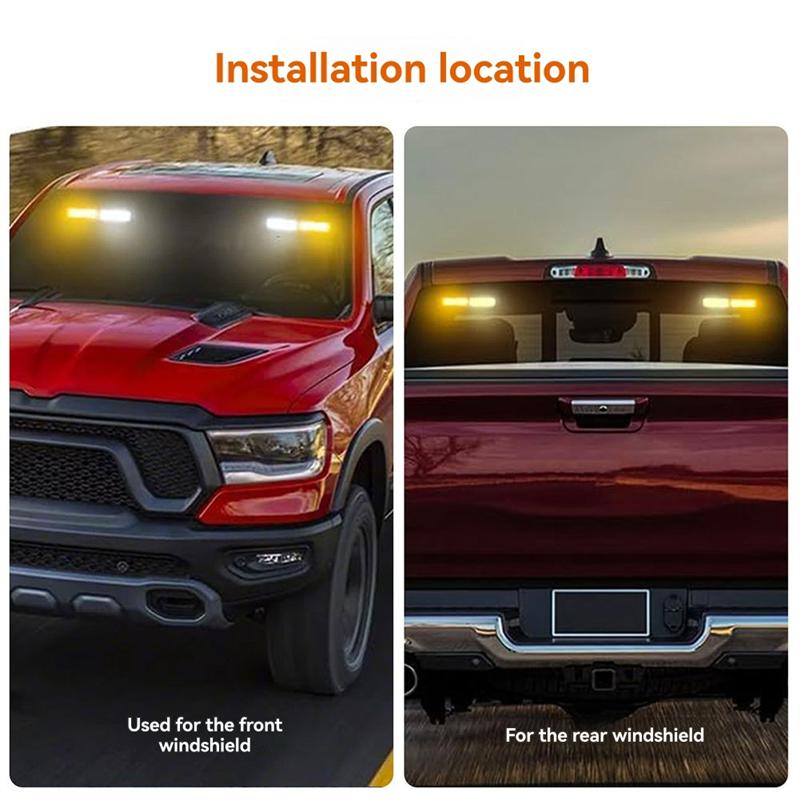 A16P-LED Emergency Strobe Light 18 Flashing For Car Warning Light Safety Windshield Lamp 12-30V For Car ATV UTV Trucks