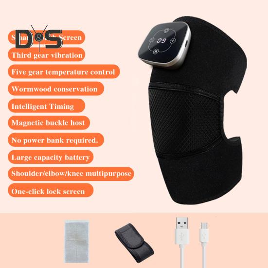 Beheiztes Kniemassagegerät mit 5 Heizmodi, 3 Massagemodi, Digitalanzeige, wiederaufladbares kabelloses Kniemassagegerät