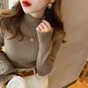 Semi-turtleneck Bottoming Shirt for Women's Autumn and Winter High-end Sense, Foreign-style Lace Splicing, Sweater Inside, Thin Cashmere Knitted Top