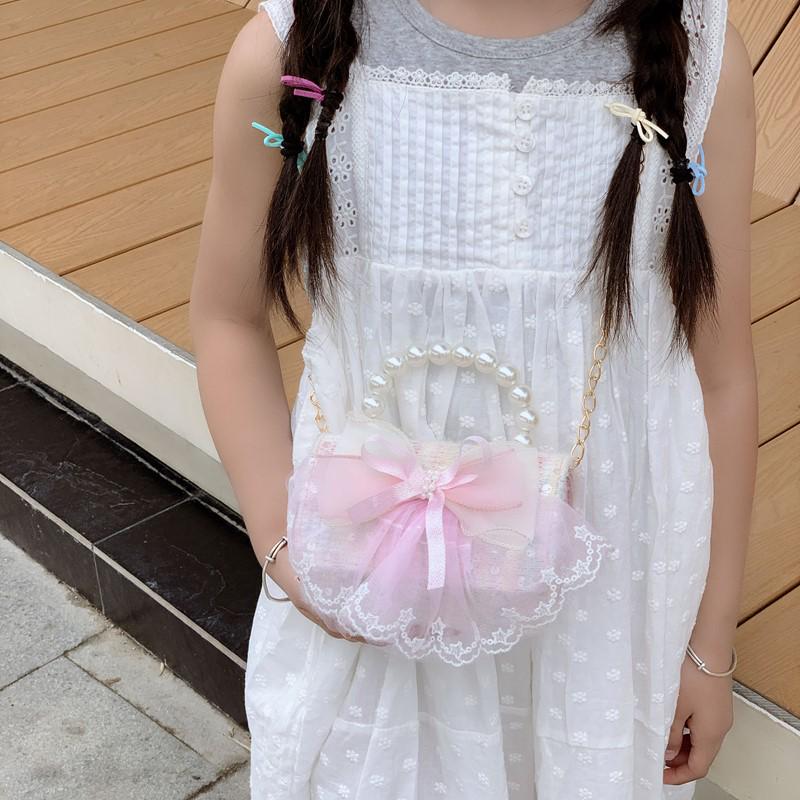 2025 Kinder Prinzessin Perle Schleife Umhängetasche