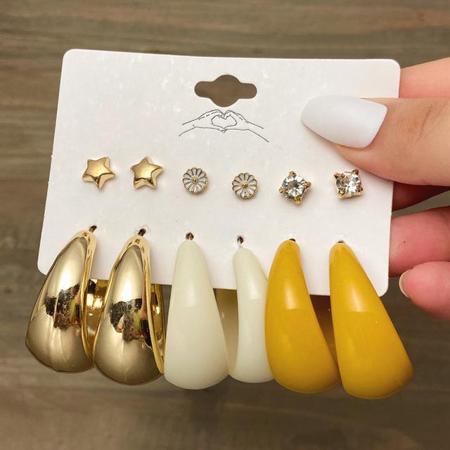 Women's Tassel and Pearl Crystal Stud Earring Set