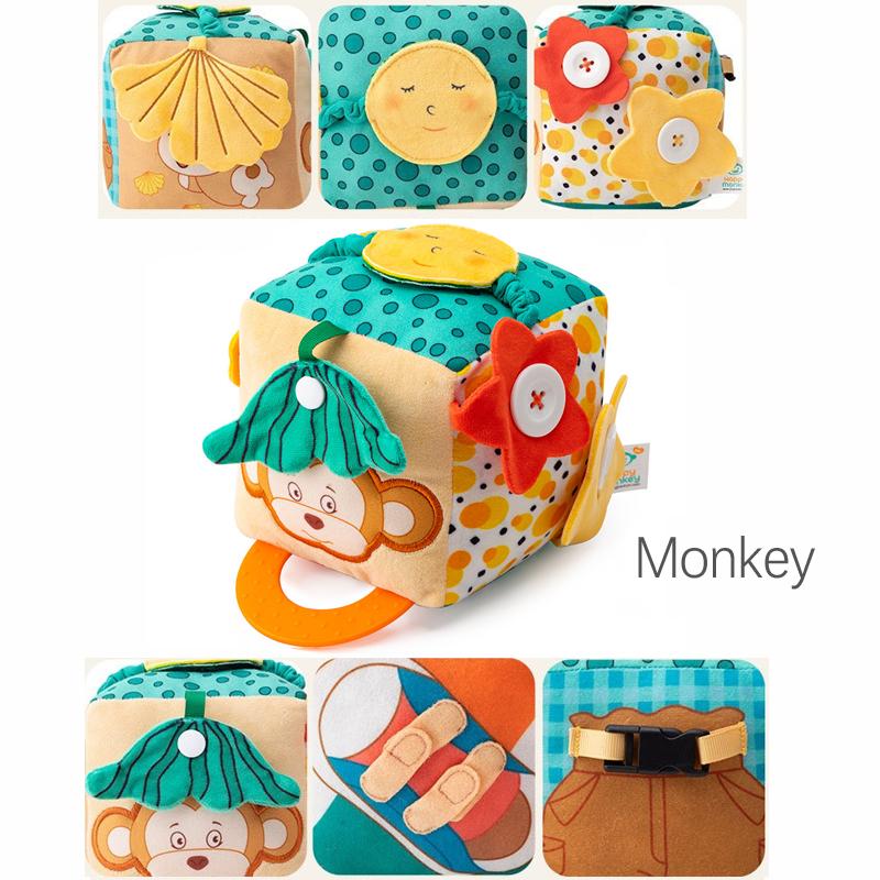 Soft Baby Activity Cube Montessori Toy Interactive Sensory Development Block With Crinkle Sound Textured Tab Early Learning Play