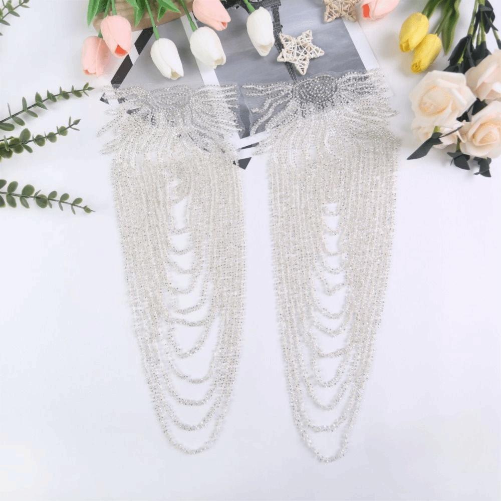 2Pcs DIY Sewing Patch Sequin Shoulder Ornaments Shoulder Applique  Fashion Accessories