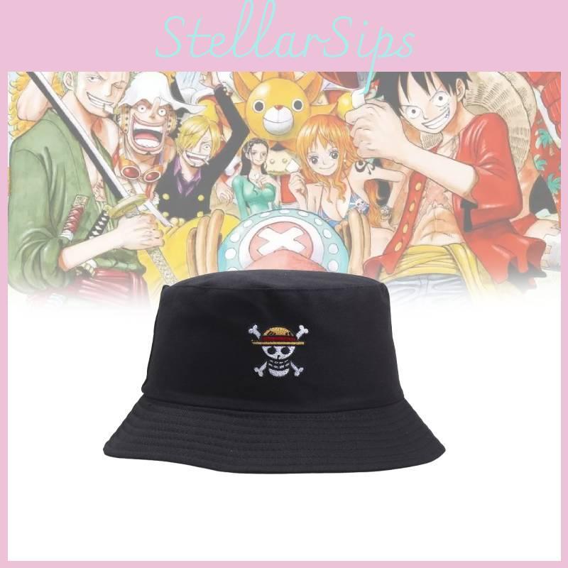 One Piece Skull Embroidered Unisex Fashion Breathable Doublesided Bucket Hat For Summer And Outdoor Activities