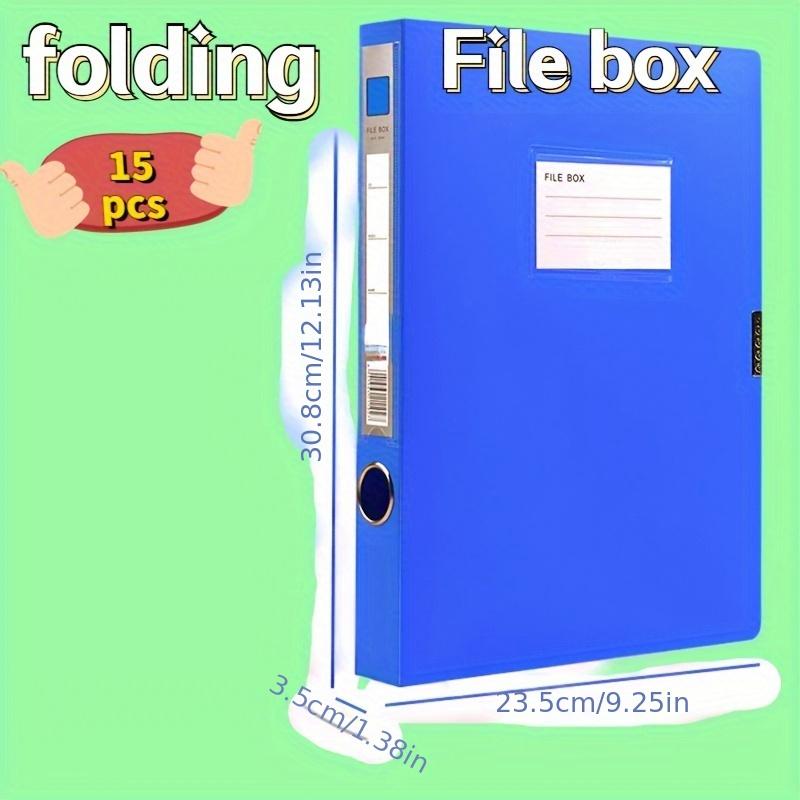 15pcs Blue Large-Capacity File Storage Boxes, Foldable Design, Thickened Document Boxes for Receipts And Office Supplies