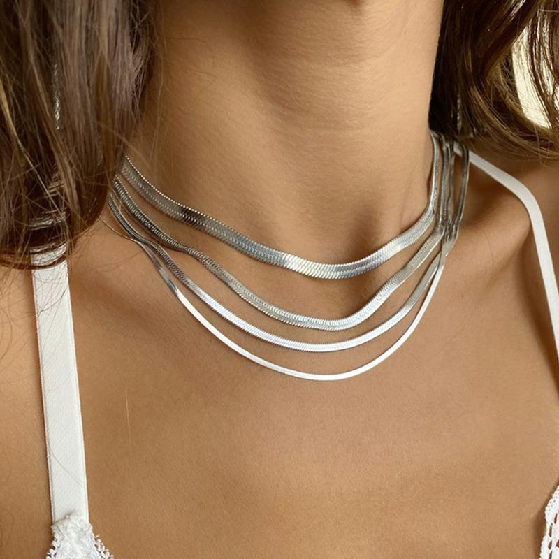 Blade Necklace Plain Chain Snake Bone Chain Stainless Steel Minimalist Fashion Accessory