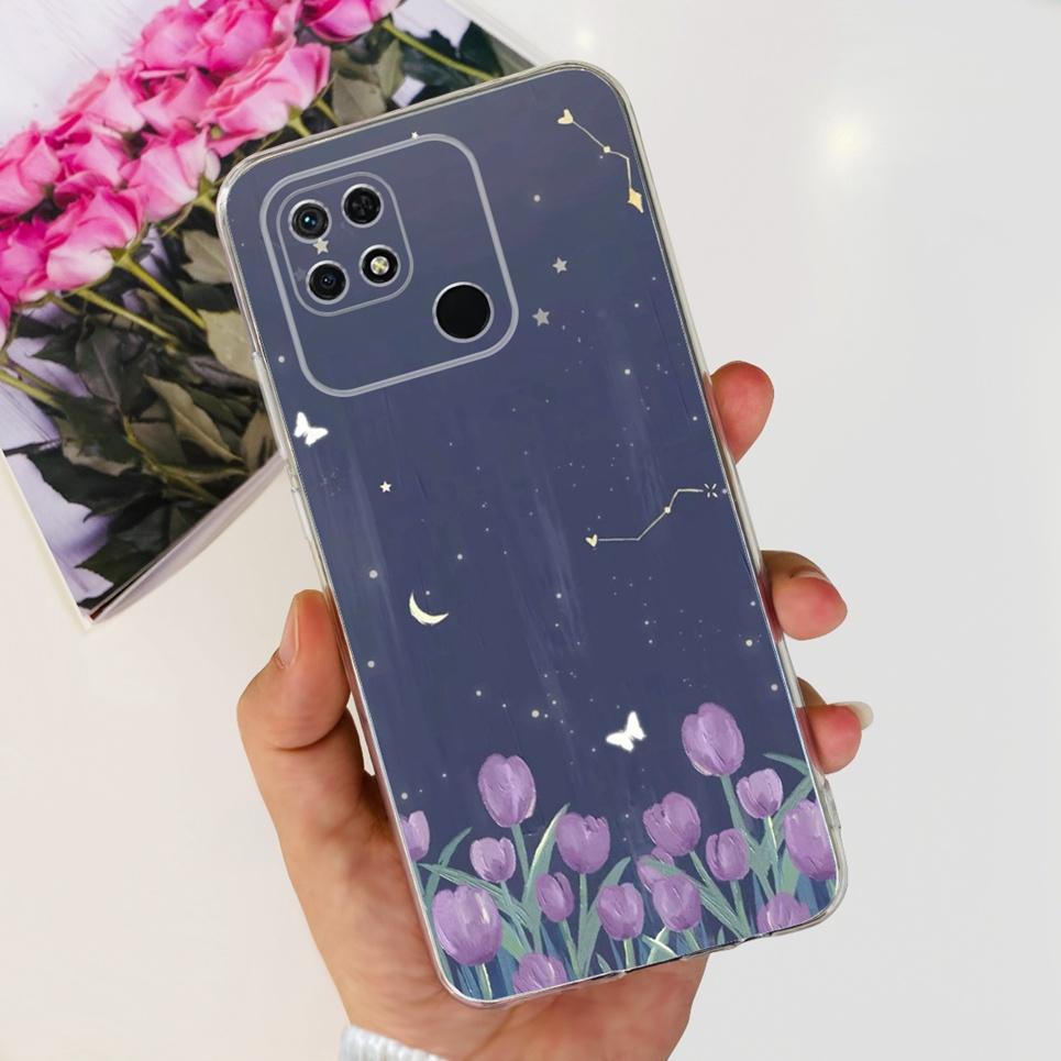 For Cover Xiaomi Redmi 10 10A 10C 2022 Phone Case Butterfly Flower Colorful Girly Funda Transparent Soft TPU Silicone Back Cover