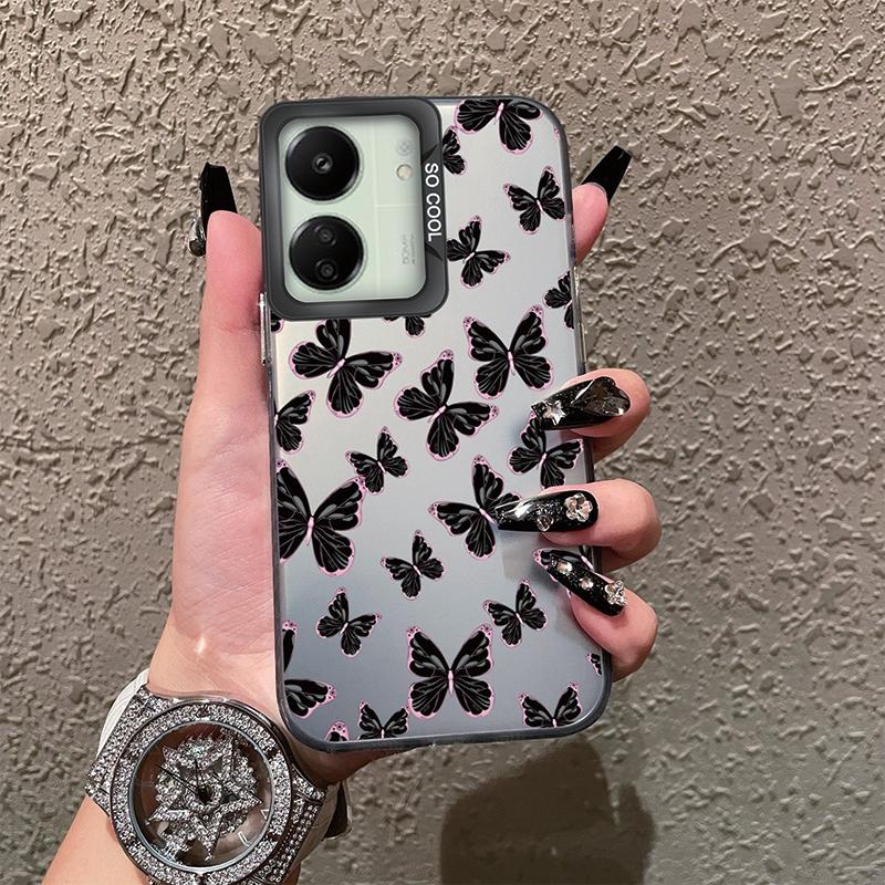 Schutzhülle mit Schmetterlingsmuster für Redmi 13C 4G 5G 12C 10C A1 A2 Plus 9 9A 9i Note 10 11 12 für Xiaomi 11 Lite NE Poco X3 NFC Pro Stoßfeste Stoßstangenabdeckung