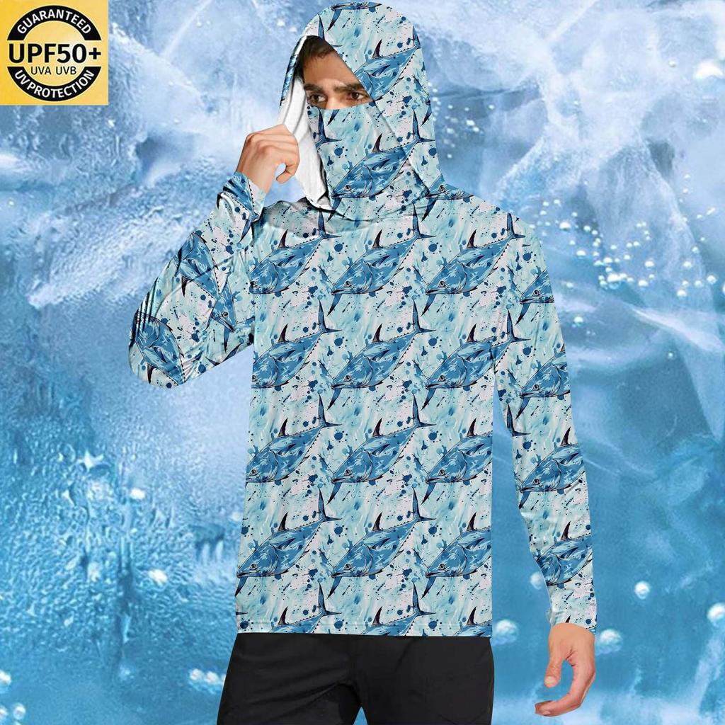 Camicia da uomo protettiva dal sole UPF50+, camicia a maniche lunghe ad asciugatura rapida, camicia da corsa, esercizio fisico, pesca