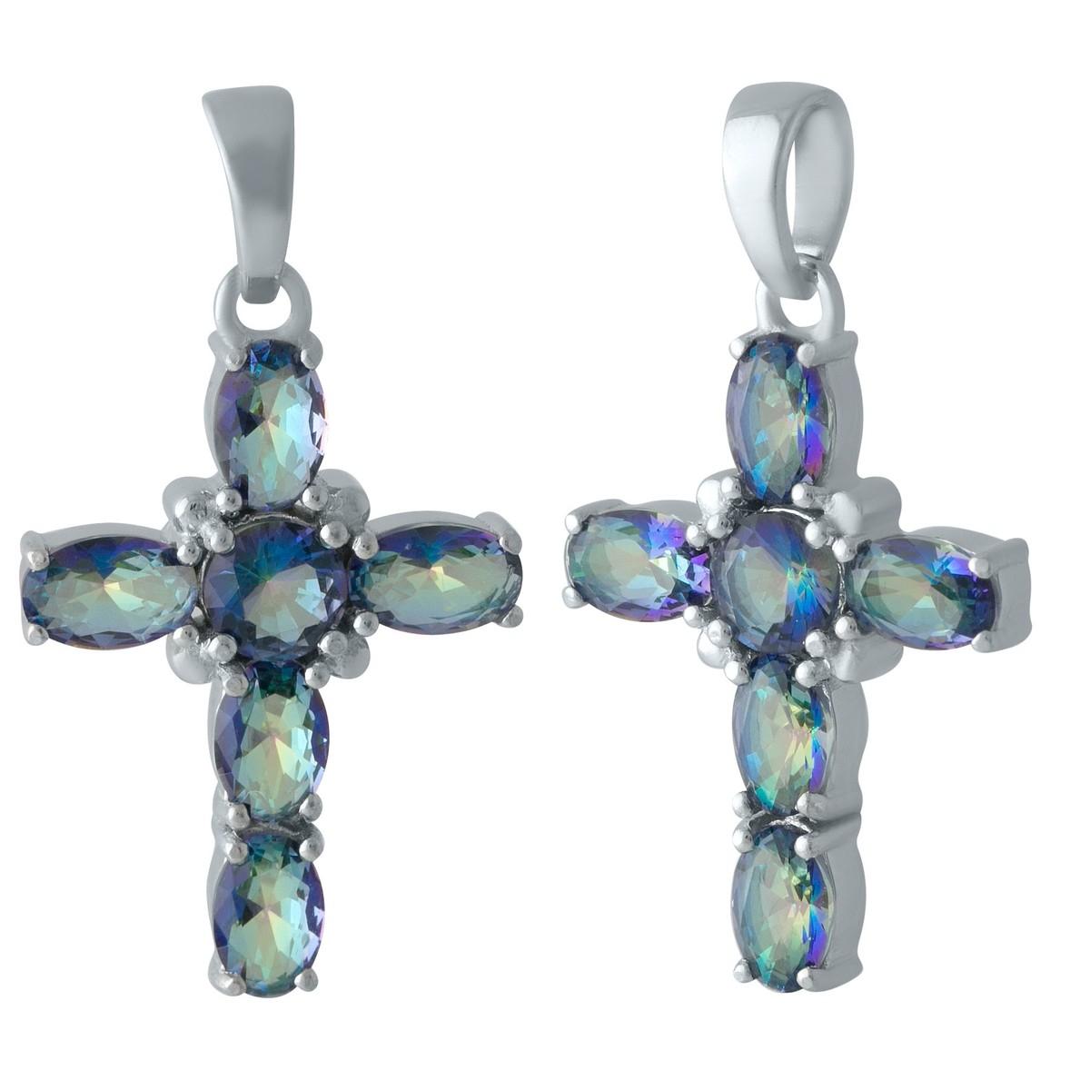 

Срібний хрестик з топазом 0.37ct (2007838) різнокольорові кольору