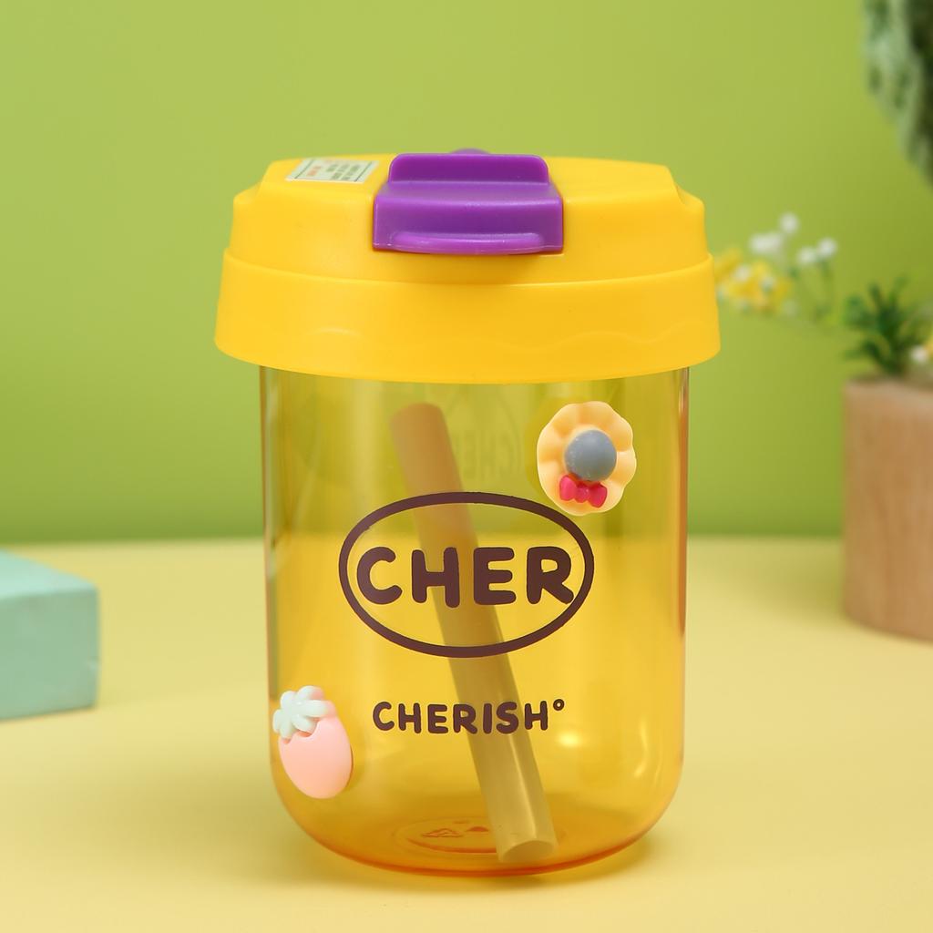 Large Capacity 330ml Portable Plastic Water Bottle With Straw Cute Cartoon Design Sealed Leak Proof Cup For School Office Travel MIT