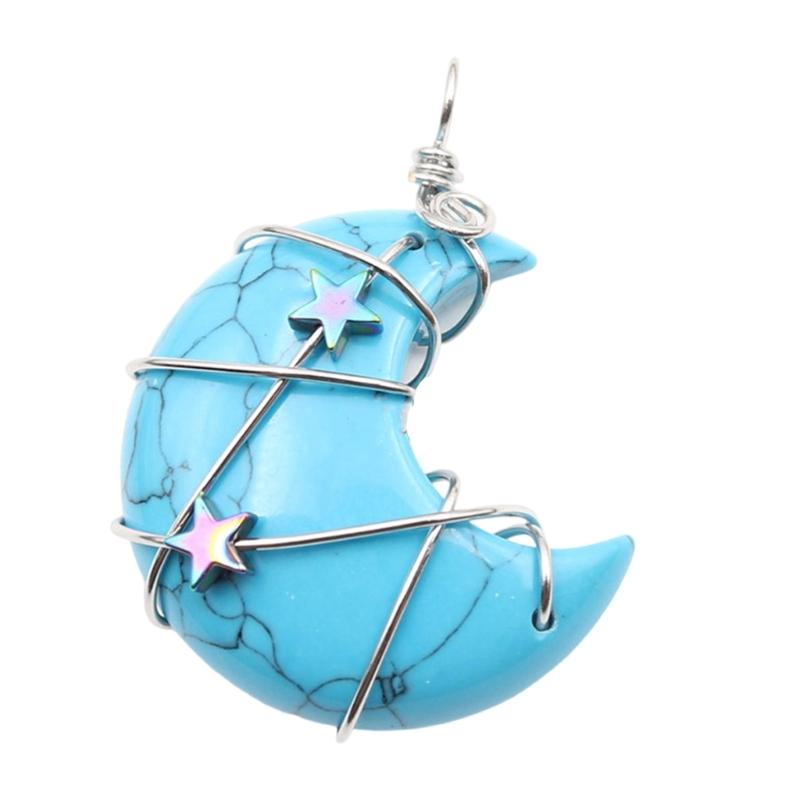 Подвеска-полумесяц из целебного кристалла, подвеска-полумесяц и звезда, подвеска из натурального камня, ювелирное изделие для женщин