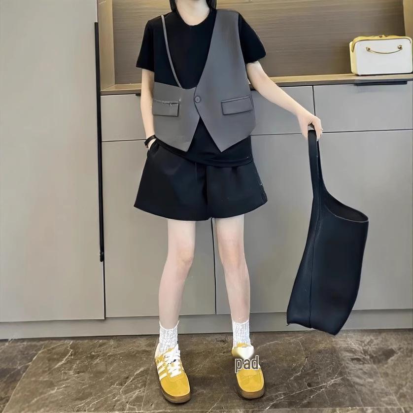 Women's Korean Style Loose Fit Short Sleeve Two-Piece T-Shirt (2024 Summer Collection)