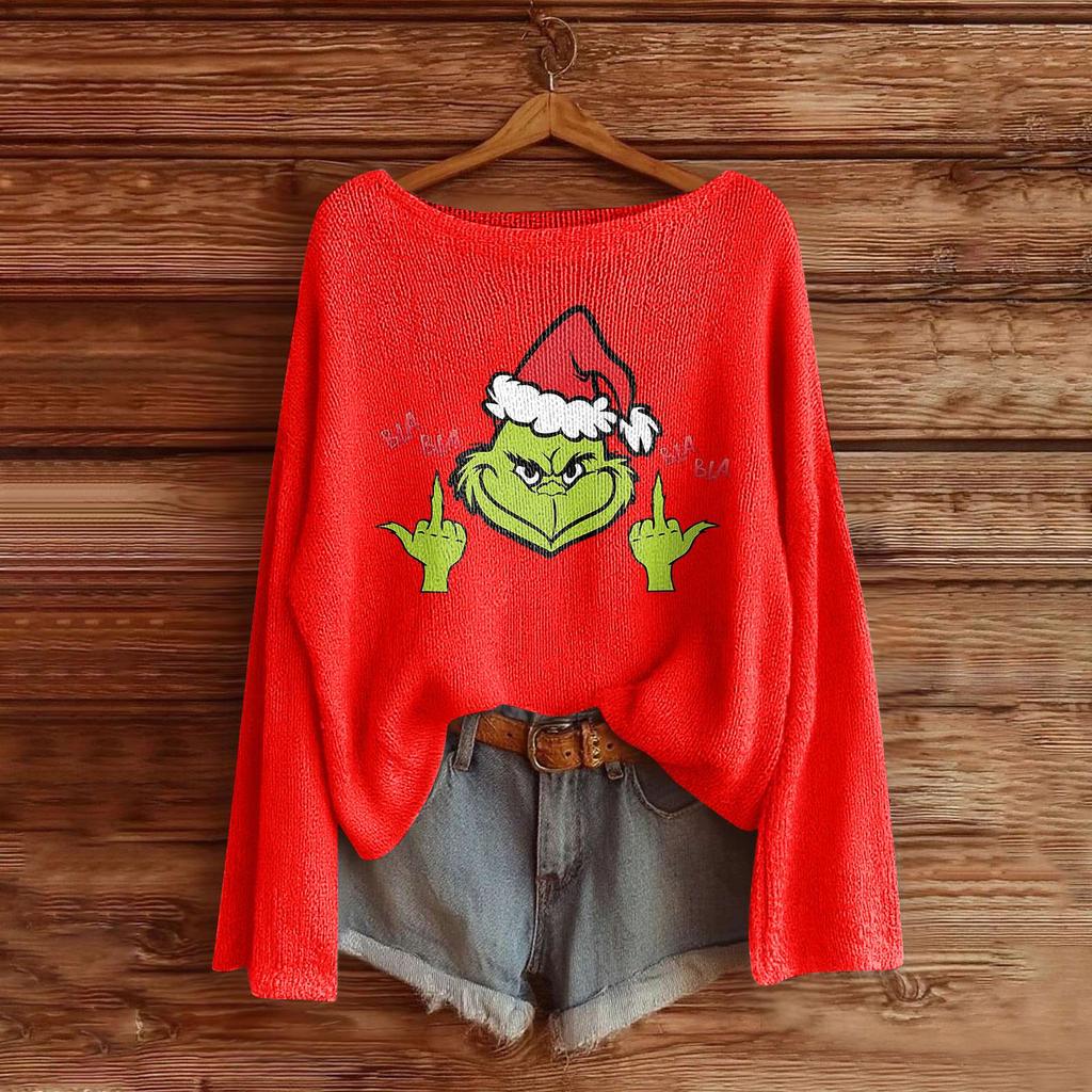 Women's Fashion Long Sleeve Christmas Snowman Snowflake Print Jacket Cardigan