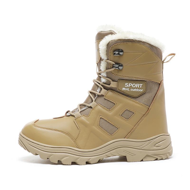 Large size anti-splashing snow boots Winter outdoor tactical boots Fleece thickened non-slip mountaineering boots Keep warm