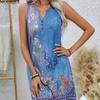 MODIQUE 2025 Summer New Women's Sexy Hot Tank Top Gradient Floral Print Sleeveless Short Dress Ladies Casual A-Line Notched V-Neck Dress