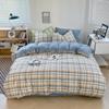 Washed Skin-friendly Bedding Set Sheet Pillowcase Quilt Cover Lattice