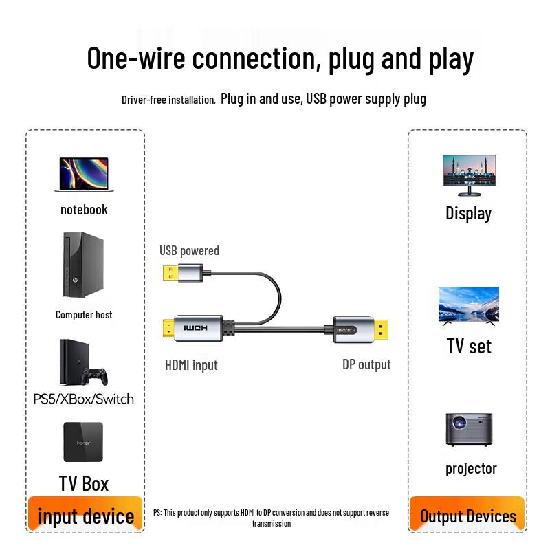 4K HDMI to DisplayPort Converter Cable