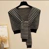 Striped Knitted Shawl Thin Warm Shoulder Wrap Trendy Shoulder Protection Scarf  Korean Style