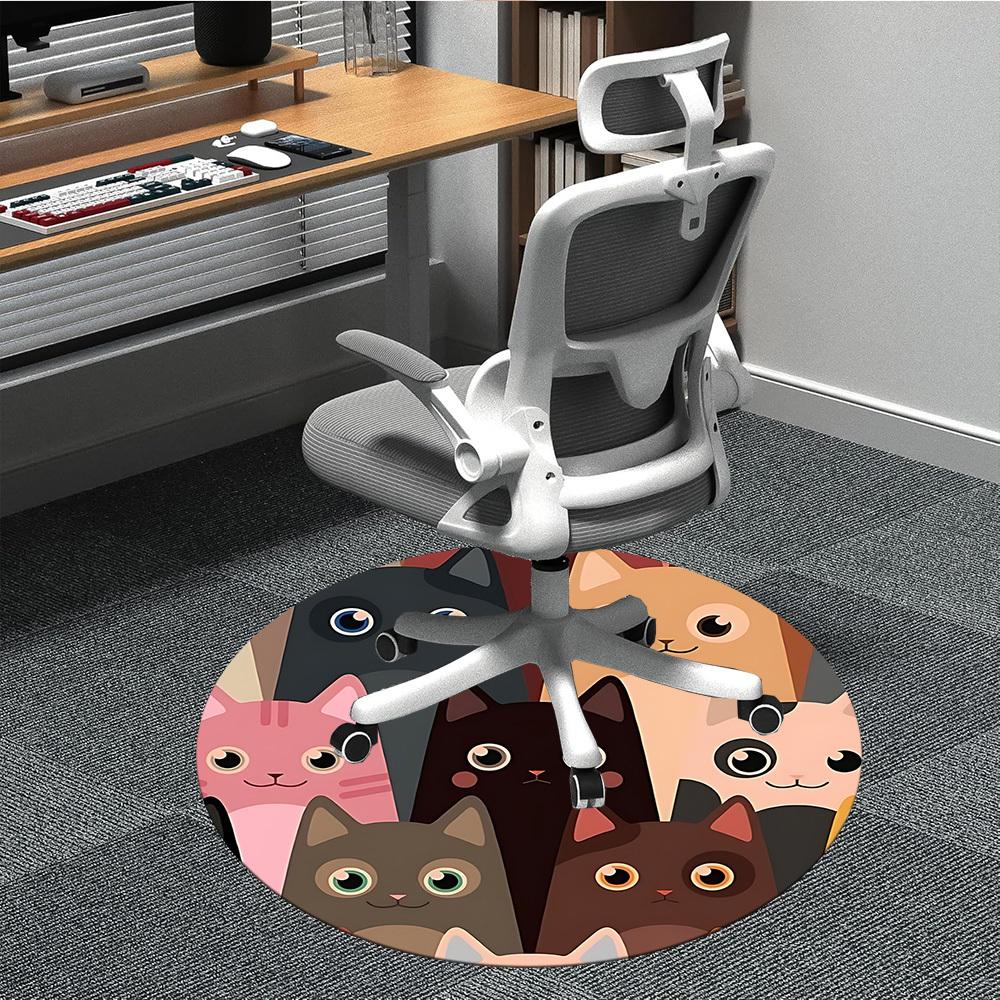 1pc Cat Collection Office Round Area Rug, Indoor Mat Suitable For Office, Under Office Chairs Bedroom Living Room Home Decor, Room Deco