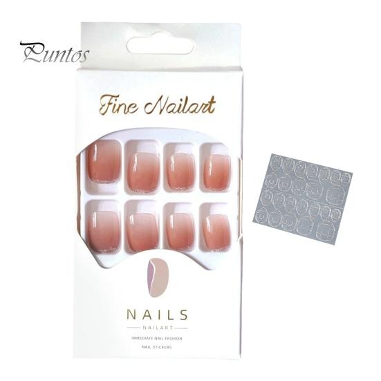 

24 шт./компл., блестящая пудра, мягкие ногти, безопасные, широкое применение, универсальное ношение готовых накладных ногтей, наклейки розовый