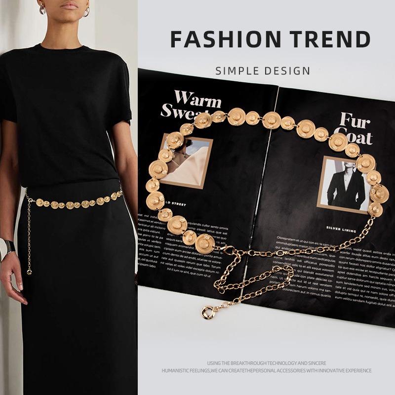 Metal body chain, women's fashion light luxury retro gold with skirt trouser chain, high-end waist chain