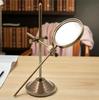 Vintage Brass Magnifying Glass On Stand: Adjustable Desk Magnifier