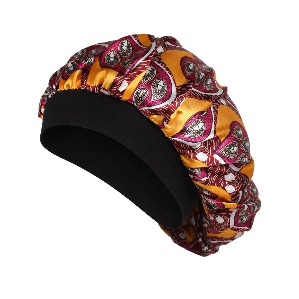 Elastic Wide Band Satin Sleep Bonnet Hair Loss Cover Bath Hair Cap Night Cap  Hair Wrap Accessories