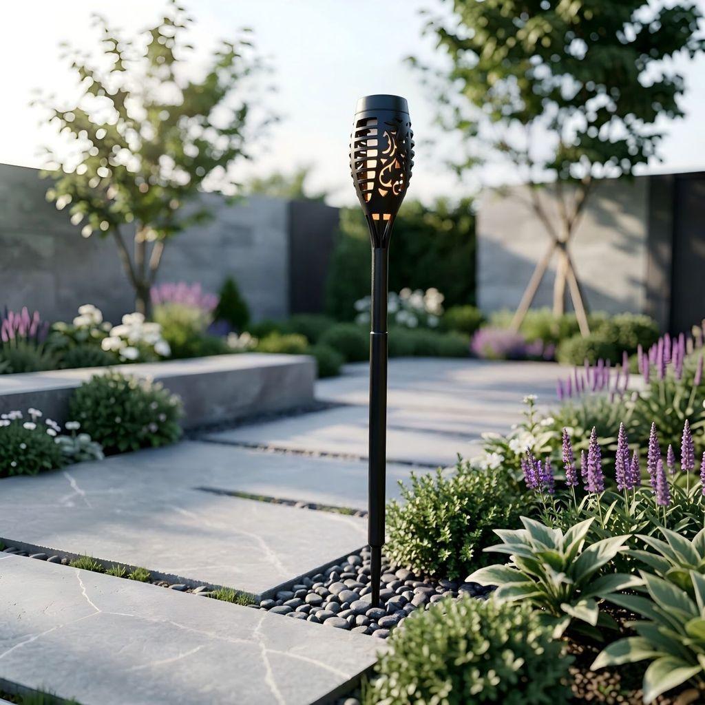 Solar Flame Torch Light With 12 Led For Garden And Patio Outdoor Decor