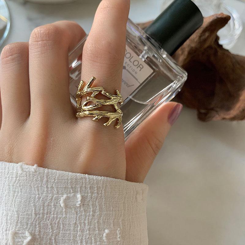 

Дизайн Современный Стильный Кольцо из Стерлингового Серебра 925 Пробы с Уникальным Видом Перекрещивающихся Ветвей для Женщин