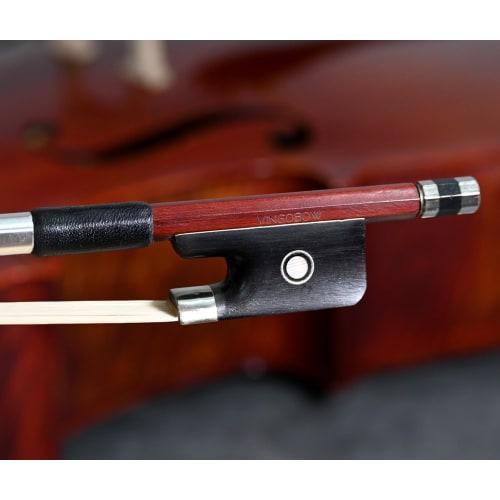 VINGOBOW Brazilwood Cello Bow, 35.6 cm-43.2 cm, Full Size, 71.5 cm, Ebony, Frog, Natural, Mongolian White, Horsehair, Balanced Sweet Tone