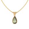 French Transparent Green Water Drop Ocean Necklace with Snake Bone Chain - Fashionable Gold-Plated Titanium Steel.