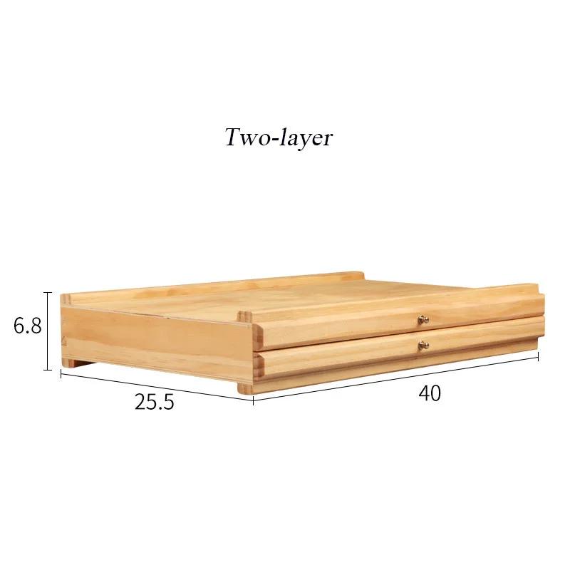 Pine Lightweight And Portable Storage Box Multi-layer Drawer Brush Storage Box for Art Student Outdoor Sketch 11035₽