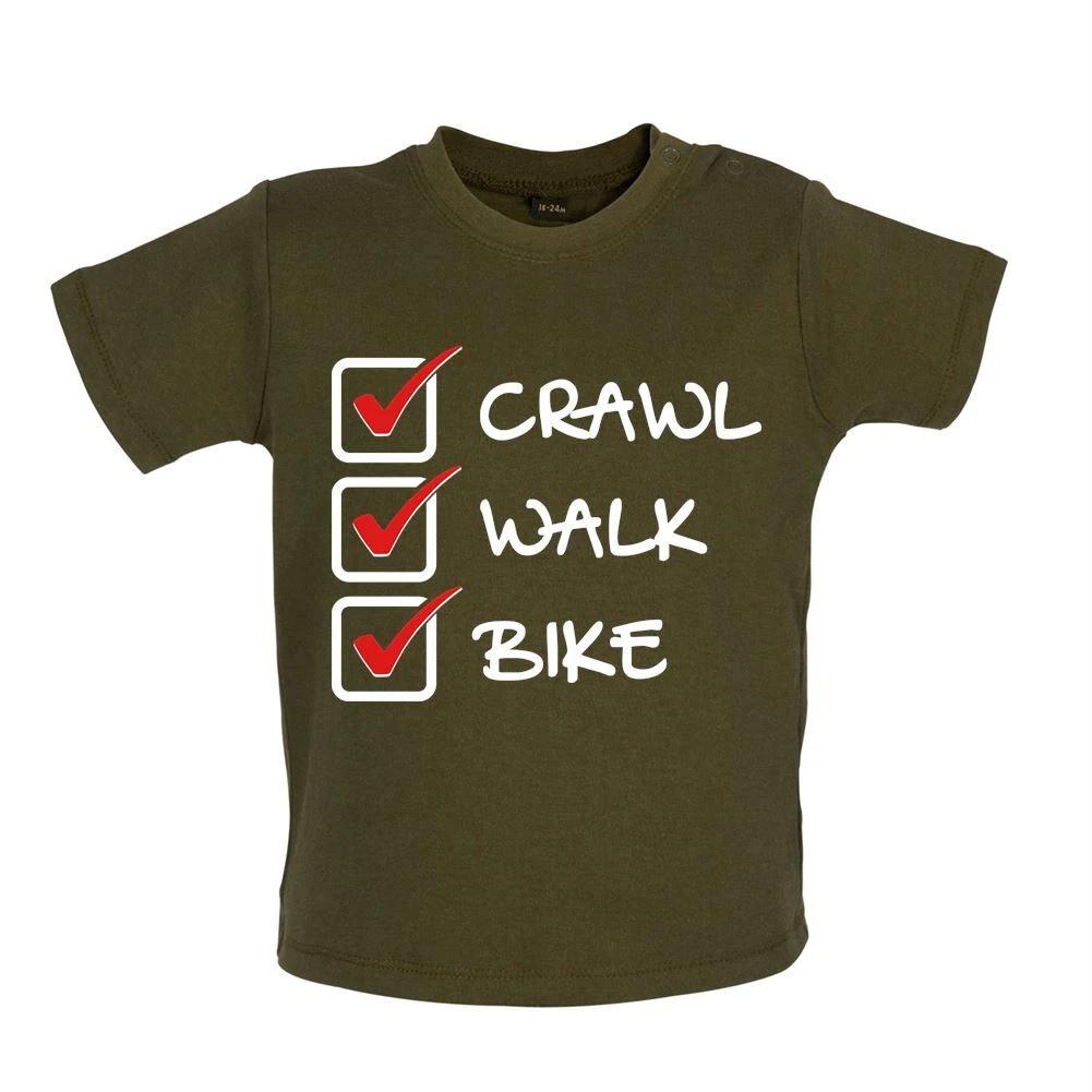 

Crawl Walk Bike - Baby Kids Boys Girls Unisex T-Shirt / Babygrow - Bikes Funny Cycle Cyclist Ride Love 100