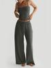 Summer Camisole Crop Top Long Pants Casual Wide Leg Pants Lazy Style Set For Women