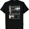 Retro Futuristic Streetwear T-Shirt Featuring Graphic of Japanese JDM Tokyo Drift Race Car Complete Quick-dry Polyester Tee