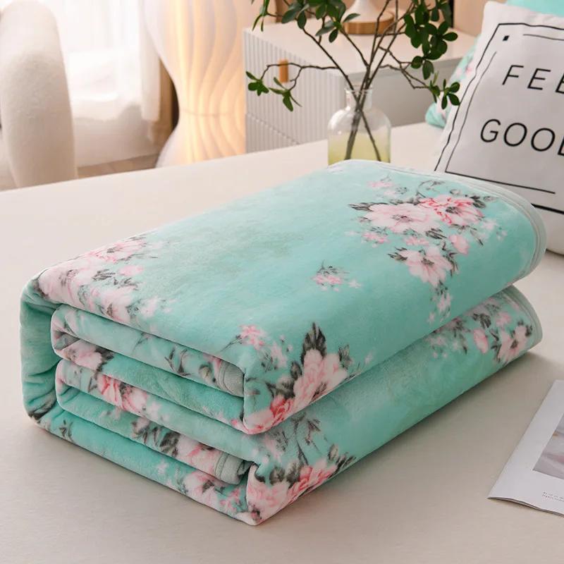 Soft Blanket Warm Coral Fleece Blankets Floral Cartoon Plaid Winter Sheet Bedspread Sofa Throw Mechanical Wash Leisure Covering
